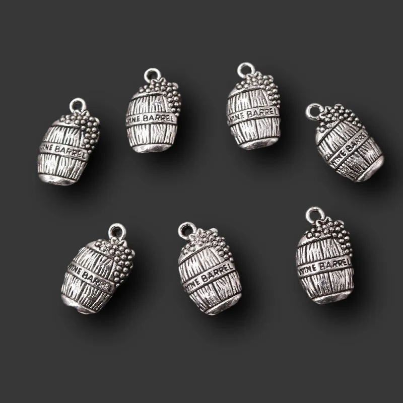 

15pcs Silver Plated Retro Wine Barrel Pendants Bracelet Earrings Supplies DIY Charms Jewelry Crafts Handmade Accessories A1605