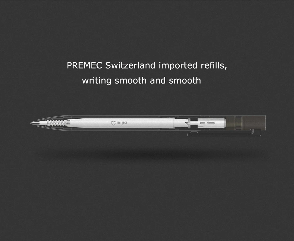 Оригинальные металлические ручки Xiao mi, шариковая ручка, гладкий Швейцарский наполнитель, 0,5 мм, японские черные, голубые чернила, ручки для подписи