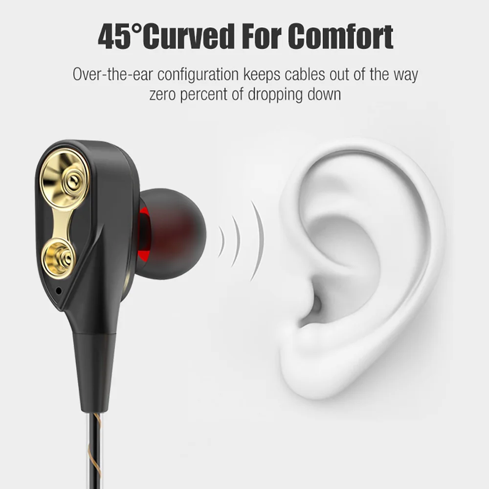 

Wired Dual Drive Stereo Earphone High Bass In-Ear Earphone With Micphone Computer Earbuds For Xiaomi Samsung Huawei Cell Phone
