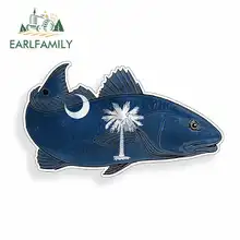 EARLFAMILY 13cm x 13cm for South Carolina Flag Red Fish Cartoon Oem Car Stickers Vinyl JDM Waterproof Anime RV VAN Fine Decal