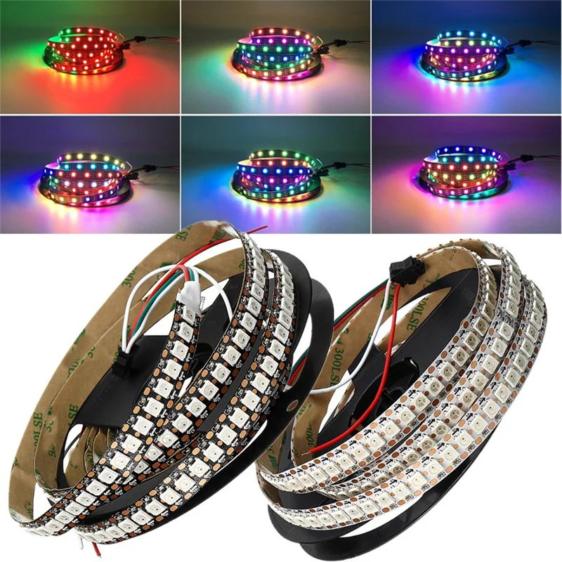 

1PCS DC5V 2M WS2812B 144LED/M IP20 White Board Individual Addressable RGB LED Smart Strip Light IC Control Support Dropship