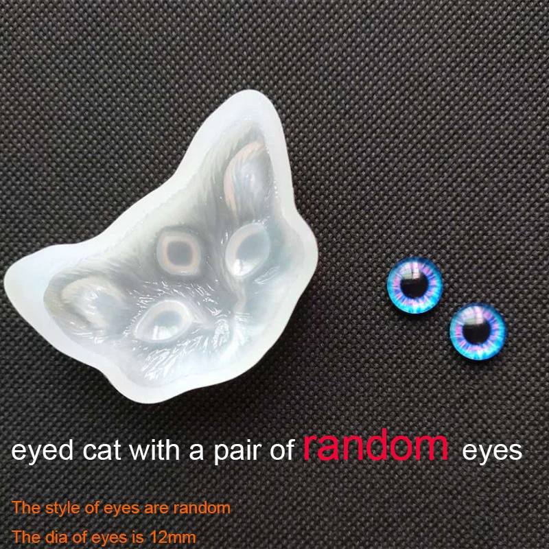 Cat With Horn Or Eye Silicone Mold Necklace Pendant Resin Jewelry Making Mould DIY Hand Craft Resin Molds For Jewelry - Цвет: eyed cat with eyes