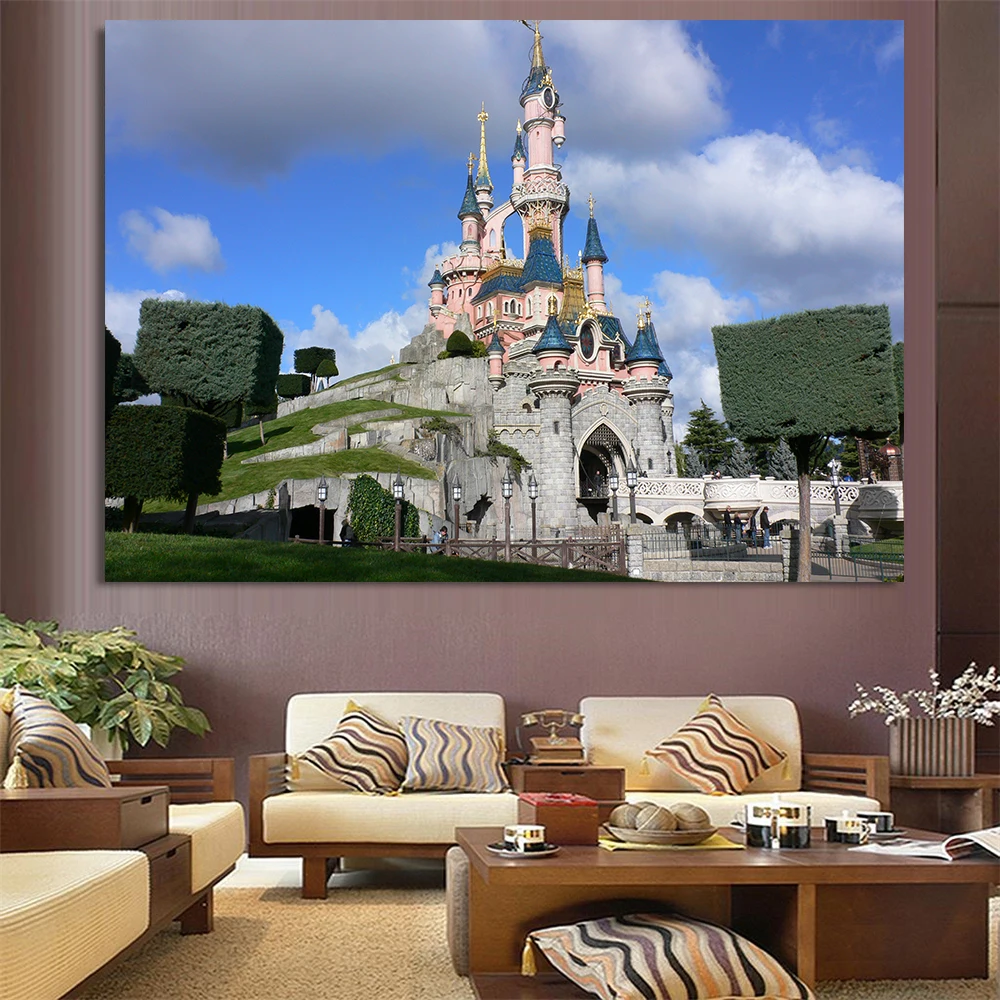 Posters-and-Prints-Disneyland-Pairs-Park-Castle-Painting-Tower-Kids-Room-Wall-Pictures-for-Living-Room (4)
