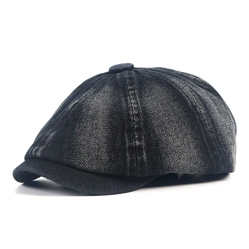 Cotton Denim Beret Hat Men Women 2022 Fashion Spring Vintage Boinas Para Hombre Peaky Blinders Newsboy Flat Caps Octagonal Hats painter beret hat