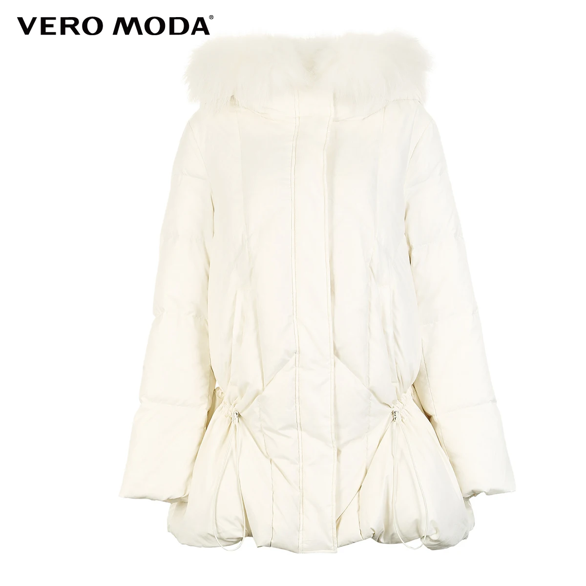 Vero Moda Съемная енотовым мехом капюшоном пуховая куртка пальто женская| 318423539