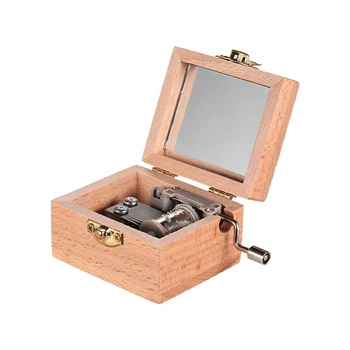 

Wooden Hand Crank Music Box Classical Melody Birthday Christmas Festival Musical Gifts Home Office Decoration Crafts