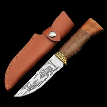 DuoClang Кабан Охота фиксированное лезвие деревянная ручка ножа Многофункциональные ножи с кожей/нейлоновая оболочка