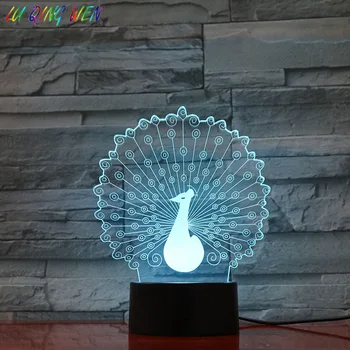 

Animal 3d Led Night Light Peacock Table Lamp 7 Colors Changing Usb Touch Sensor Light Home Decoration Baby Night Lamp Peahen