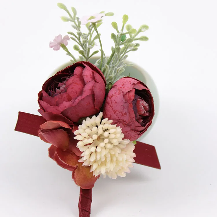 boutonniere-H YO CHO корсаж на запястье розы цветок жениха Бутоньерка Свадебный цветок ручной работы бутоньерка на запястье для подружки невесты Свадебный костюм бутоньерки - Цвет: boutonniere-H