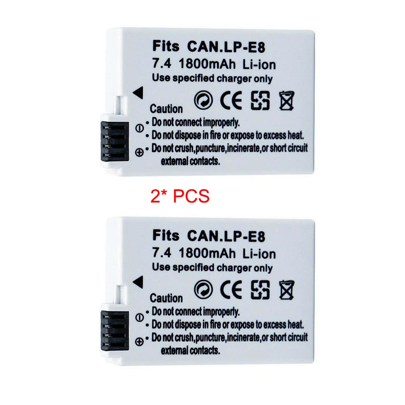 Pacote Akku Bateria da Câmera para Canon Rebel Eos 550d 600d 650d 700d T2i T3i T4i T5i x4 x5 X6i x7 1800mah lp Lp-e8 e8 Lpe8 - Image 3