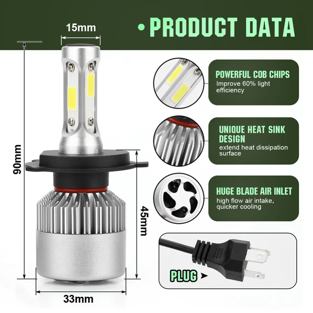 H11 LED HEADLIGHT BULB 6000K HIGH POWER 7500 LUMENS XHP-50 ORIGINAL CREE  CHIPS