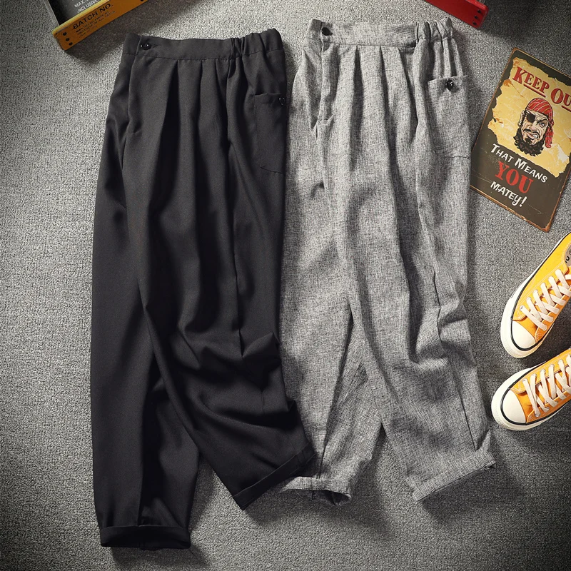

pants Men loose extra-large king-size leisure linen flaxen sweatpants cotton long Trousers Mens Clothing Chinese style