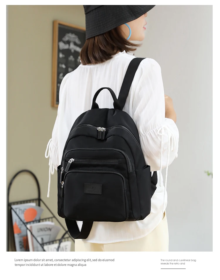 2022 New Dark Green Women's Backpack Waterproof Nylon Backpack Student School Bag Suitable For Girls' Small Travel Rucksack