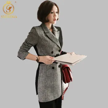 

2020 New Office Lady Elegant Patchwork Jumpsuits Women Autumn Rompers Belted Waist Office Wear Playsuits Long Pants Overalls