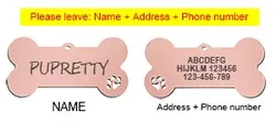 Personalized Engraved Pet ID Tag Keychain - Bone & Paw Design Accessory - L (Rose - Paw)