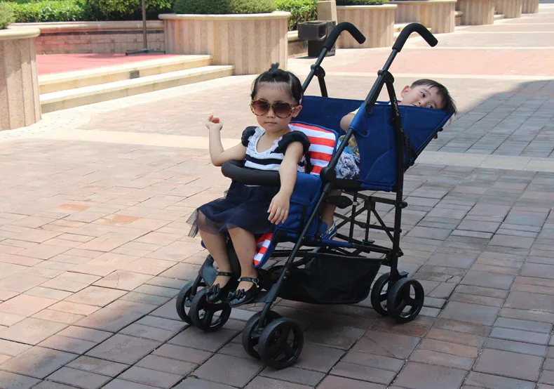 Легкий вес двойная коляска Детские Коляски складной двухместный автомобиль близнецов автокресла супер легкая детская коляска спереди и