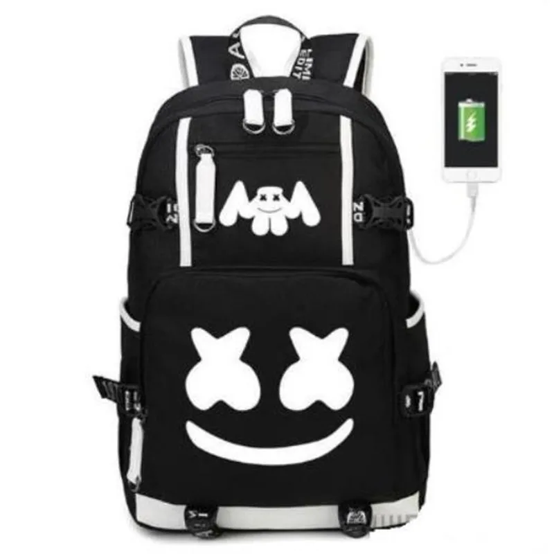 DJ Marshmallow рюкзак Многофункциональный USB зарядка для подростков мальчиков студенческих девочек школьные сумки Дорожная светящаяся сумка для ноутбука
