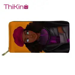 Thikin афро-американская принцесса Черная Девушка молния телефон сумка держатель карты для кошелек для дам Carteira сумки Notecase 2019