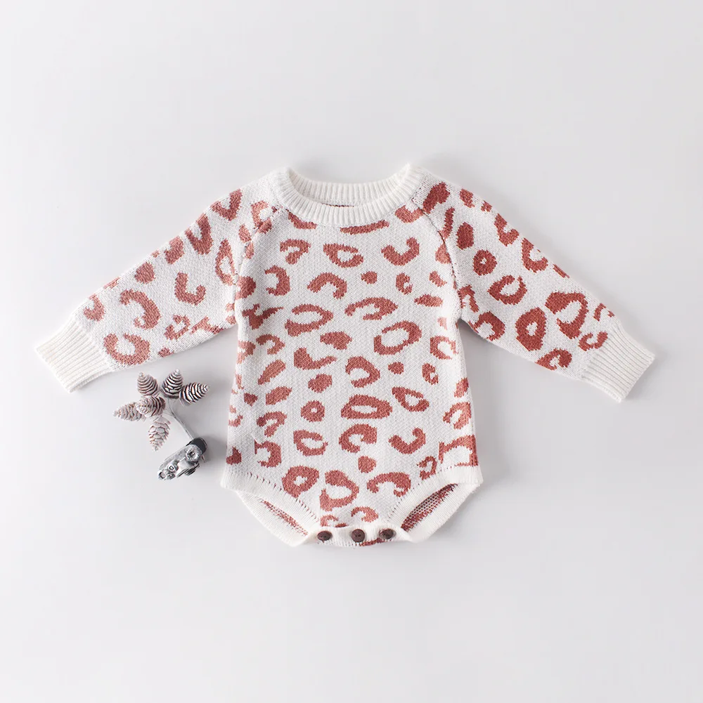 New Leopard Baby Girl Romper Cotton Knit Infant Onesie Baby Romper for Girls Jumpsuit Toddler Costume New Born Baby Girl Clothes