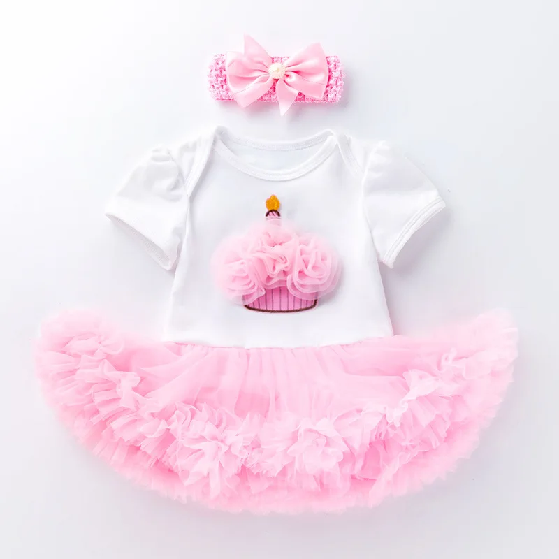 Платье-пачка для первого дня рождения для девочек 1, 2, платье для дня рождения 2, рождественское платье для новорожденных, радужные платья с Микки, одежда с принтом короны - Цвет: Pink