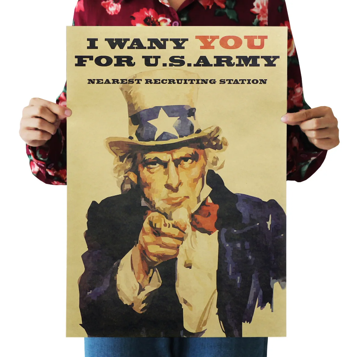 

[A118] Uncle Sam Nostalgic Retro Kraftpaper Poster Indoor Bar Cafe Decorative Painting