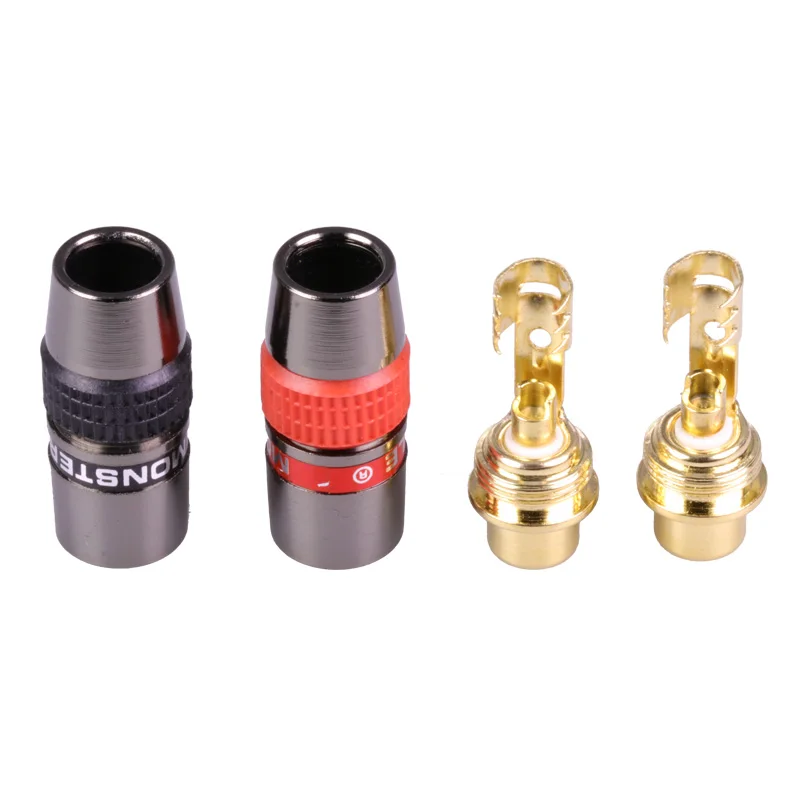 10pcs/lot RCA Female Jack Gold Plated RCA Soldering Wire Connector Audio Speaker Amplifier Connector 5 Pairs Red+Black