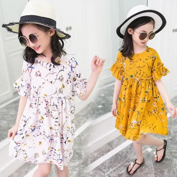 

Girls Summer Dresses Brand Chiffon Flower Princess Dress Elegant Outfits Fashion Girl Party Dresses Baby Kids Clothing