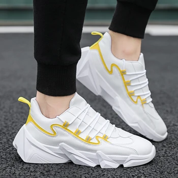 

Autumn Fashion Design Bottom Sneakers Men Leather Vulcanized Shoes Trainers Footwear Men Walking Shoes Male Black White Sneakers