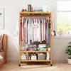 Rolling Clothes Racks Garment Racks Hanging Heavy Duty with Shoe Clothing Storage Organizer Shelves 1
