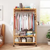 Rolling Clothes Racks Garment Racks Hanging Heavy Duty with Shoe Clothing Storage Organizer Shelves 1