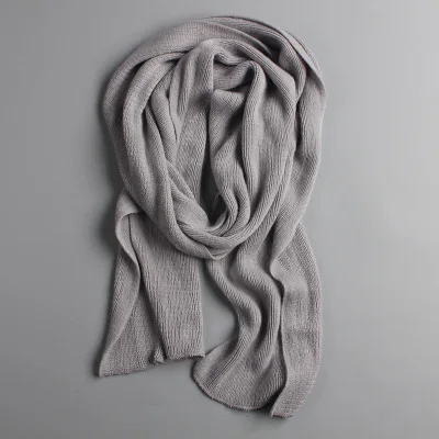 NEW arrived men scarf knit spring Unisex Thick Warm winter scarves long size male cashmere warmer women's scarves - Цвет: Серый