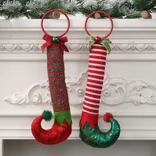 Рождественские висячие украшения домашние рождественские принадлежности для вечеринки орнамент полосатый эльф сапоги подвеска Рождественская елка украшение для подвешивания на двери