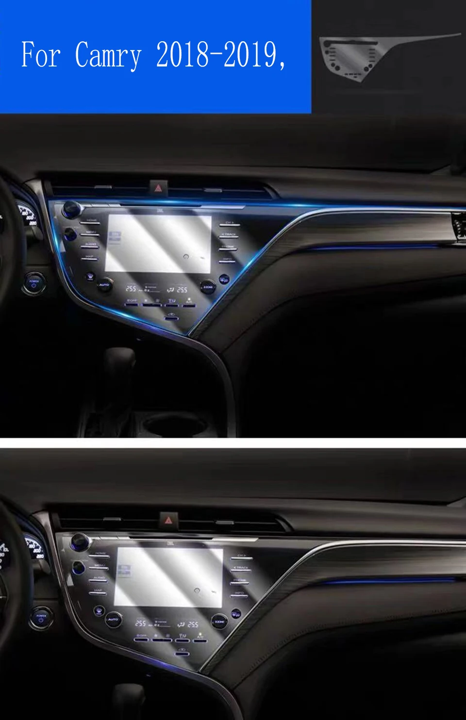 10 لتويوتا كامري 2018 2019 Dashboard Panel Film Cover TPU Dash board قمرة القيادة الرقمية حامي الشاشة ملصقا واقية زينة الداخلية