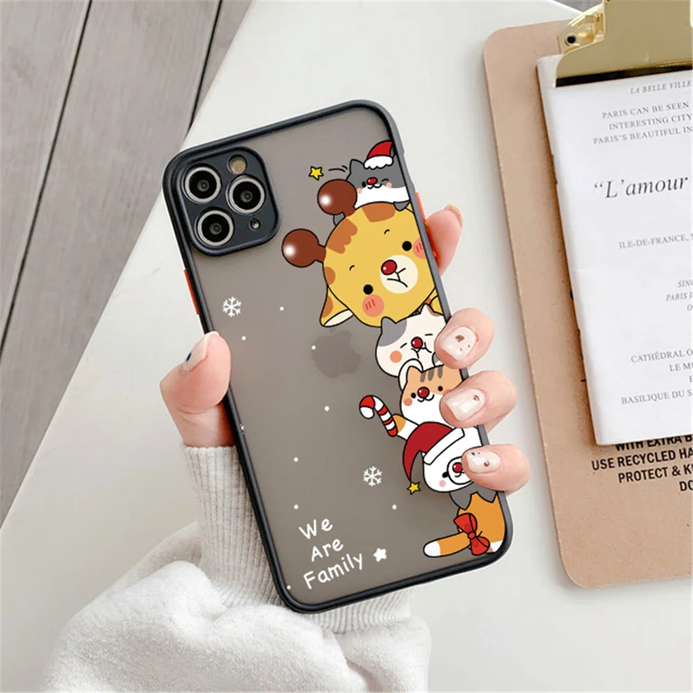 USLION Cute Christmas Santa Claus Elk Phone Case For iphone 11 12 13 Pro Max Mini XR Xs Max 7 8 Plus Hard PC Protection Cover iphone 13 phone case