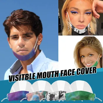 

Adult Lip Language Visual Transparent Printed PVC Face Mask Visible Breathable Mini Shield Chin Mask masque