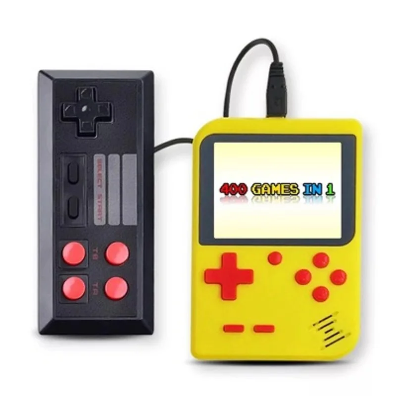 yellow with gamepad Игровой плеер встроенный 400 игр коробка чехол для телефона в виде ретро-игровой консоли на ТВ мини портативные игровые 8 бит классический геймпад подарок - Цвет: yellow with gamepad