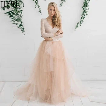 

Long Light Pink Classic Tulle Skirt Puffy Female Tiered Bohemia Bridal Wedding Skirt Floor Length Custom Made