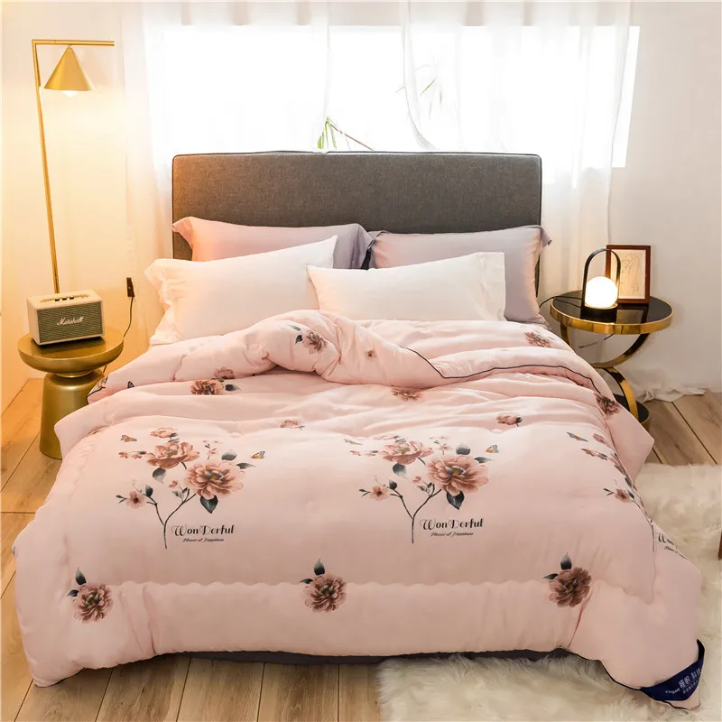 

Winter Printed Bedding Thicken Warmth Plant Cashmere Quilt Grinding Wool Fabric Student Dormitory Quilt Fashion Simple Style