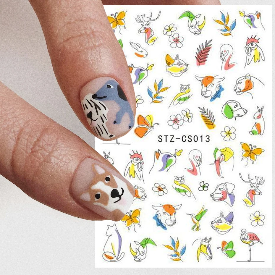 Fashion Nail Sticker Geometric Abstract Line Nails Inspired Decals Art 3D Adhesive Sliders Manicure Accessory LASTZCS12-31
