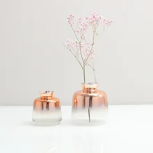 Glass Vase Nordic Electroplated Gold Vase Glass Flower Vases For Home Decor Flower Bottle Bar Restaurant Decoration