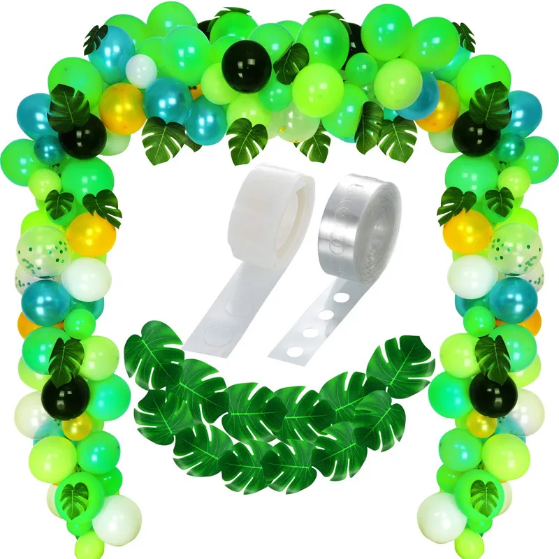 

127pcs Jungle Style Balloon Garland Kit Arch For Birthday Party Kids Background Decor Confetti Balloons Green Leaf Balloon Arch