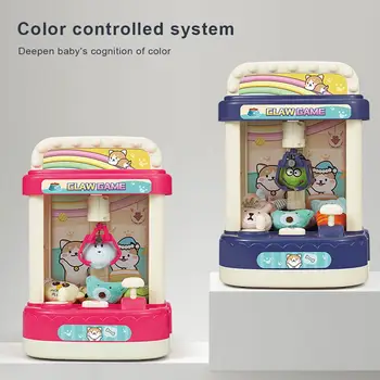 

Children's Mini Clip Doll Machine Handle Clip Doll Slot Machine Play House Toys Household Catch Doll Machine with Lights Sound