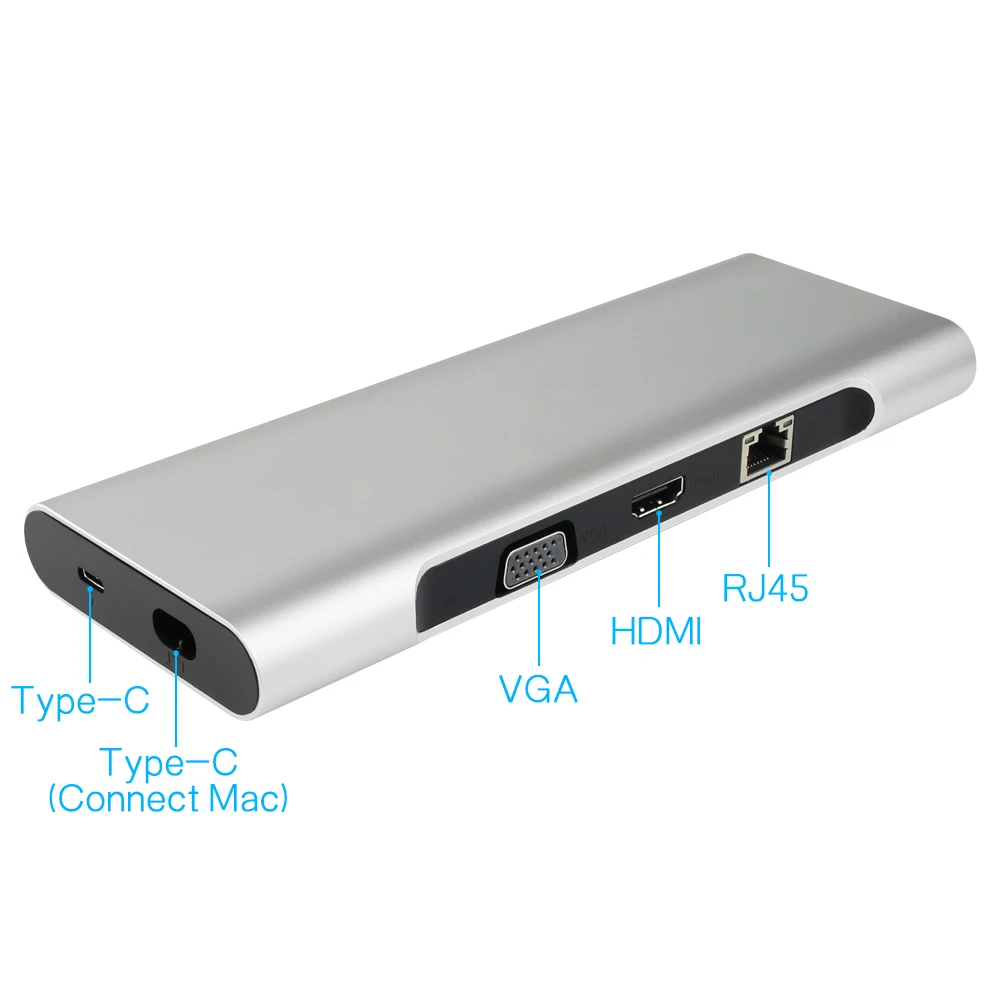 Тип c док-станция алюминиевый к HDMI кард-ридер RJ45 PD зарядное устройство аудио для MacBook поддержка расширенный режим usb c концентратор