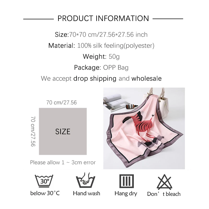 Женские квадратные шелковые шарфы шейные палантины Женский платок с мультяшным