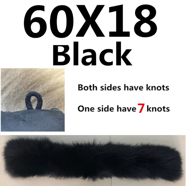 60cmx18Black Новинка, высокое качество, зима, натуральный мех енота, воротник, женские шарфы, модное пальто, свитер, шарфы, шапка большого размера - Цвет: 60cmx18Black