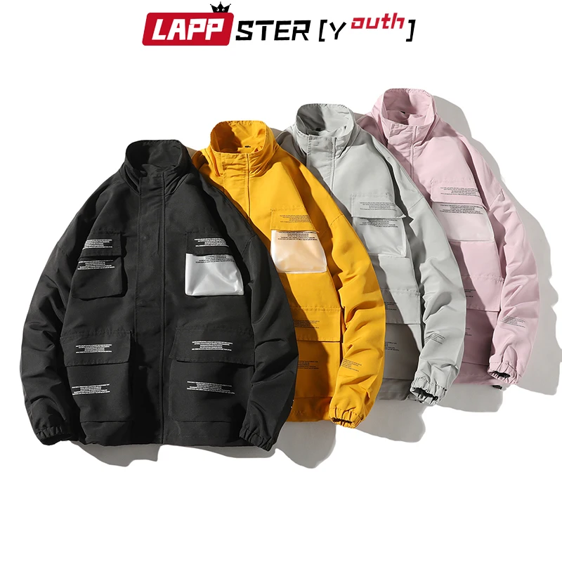 LAPPSTER-Youth мужская уличная куртка-бомбер осенние куртки и пальто с карманами Корейская черная ветровка в стиле хип-хоп