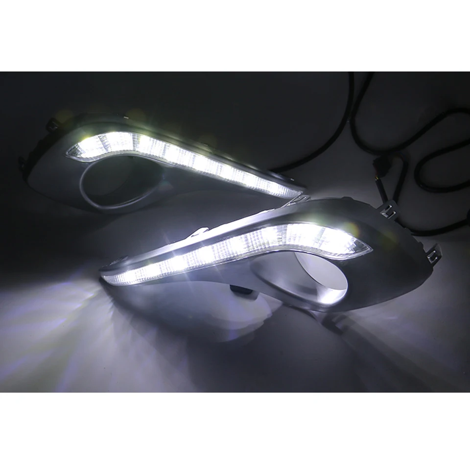 2 Pcs Waterproof Turn Signal Style Relay DRL For Toyota Highlander 2012 2013 Daytime Running Lights Fog Lamp Cover