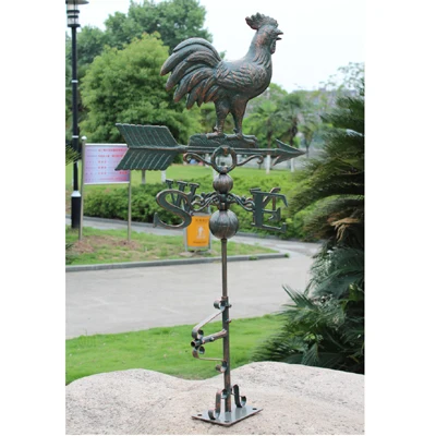 antique copper green Европейский Винтажный домашний садовый декор большой петух дизайн литой алюминиевый индикатор ветра - Цвет: antique copper green