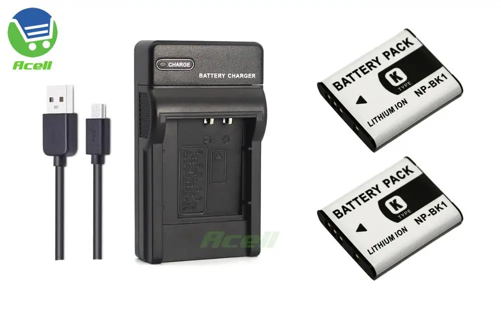 NP-BK1 Батарея для SONY MHS-PM5 MHS-PM1 DSC-S750 DSC-S780 DSC-S950 DSC-S980 DSC-W180 DSC-W190 DSC-W370 Камера - Цвет: 2Battery 1Charger