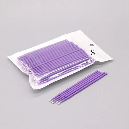 100 шт./упак. одноразовые кисти для макияжа Набор с тампоном для microbrushes клей для наращивания ресниц Инструменты ресниц удаление инструмент не оставляет ворсинок - Цвет: purple